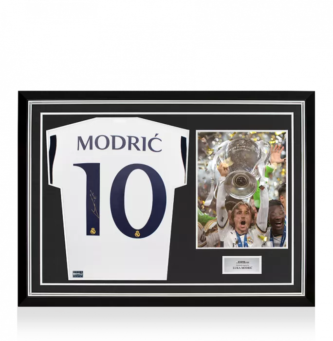 Luka Modric Back Signed Real Madrid 2023-24 Home Shirt In Hero Frame: Option 1