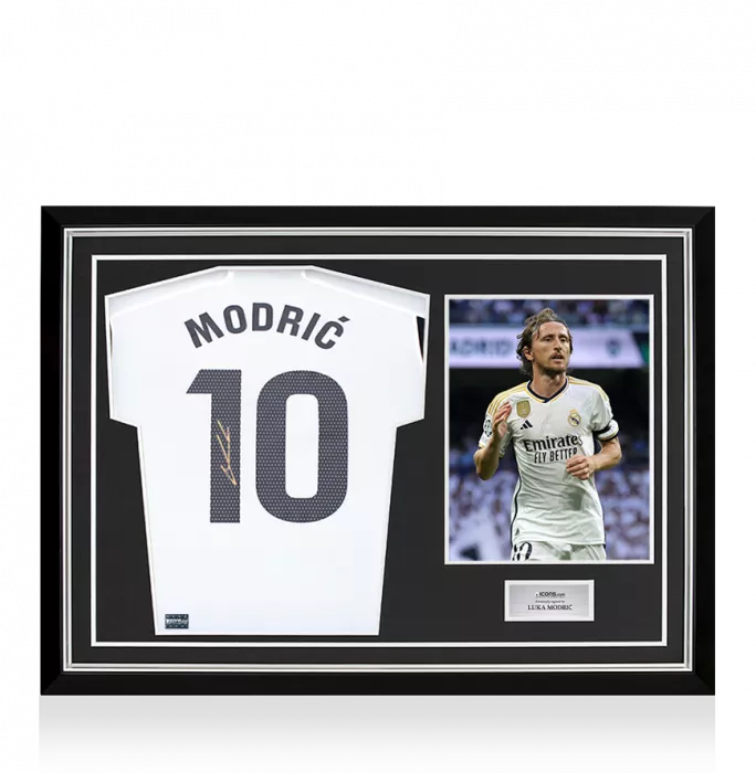 Luka Modric Back Signed Real Madrid 2023-24 Home Shirt In Hero Frame: Option 1