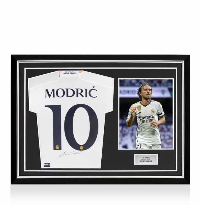 Luka Modric Back Signed Real Madrid 2023-24 Home Shirt In Hero Frame: Option 1
