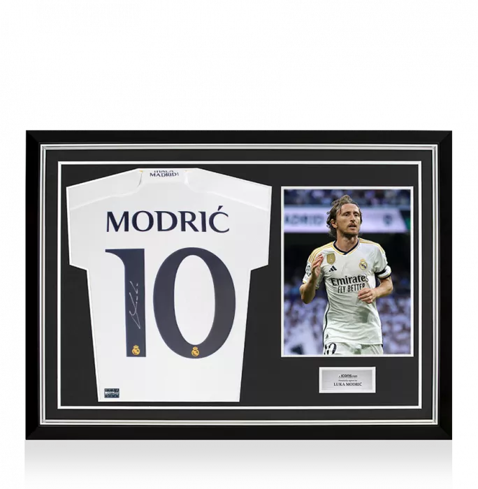 Luka Modric Back Signed Real Madrid 2023-24 Home Shirt in Hero Frame: Option 1