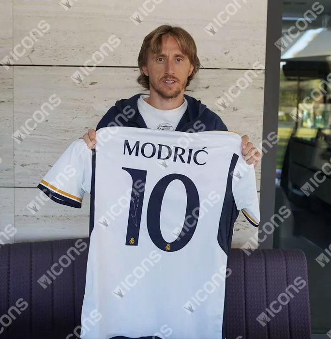 Luka Modric Back Signed Real Madrid 2023-24 Home Shirt - Signed In Silver