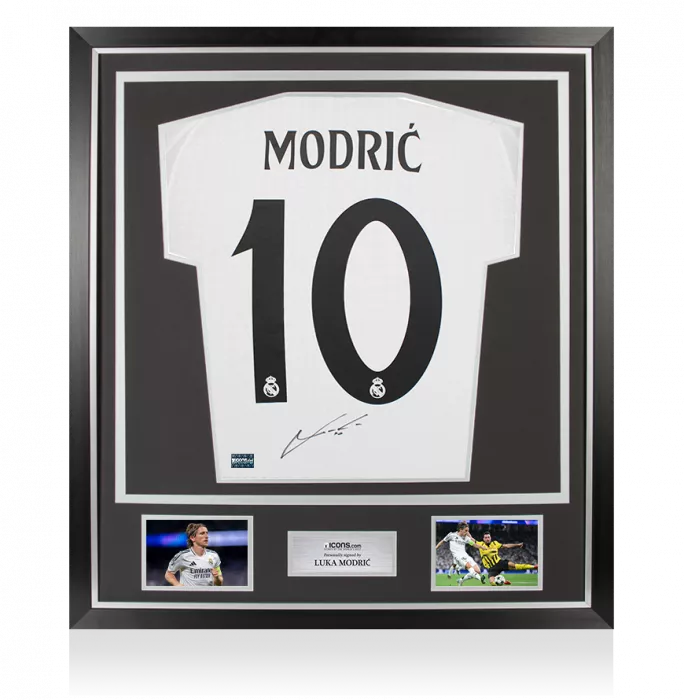Luka Modric Back Signed Real Madrid 2024-25 Home Shirt In Classic Frame