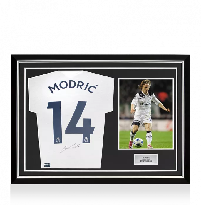 Luka Modric Back Signed Tottenham Hotspur 2021-22 Home Shirt In Hero Frame: Option 1