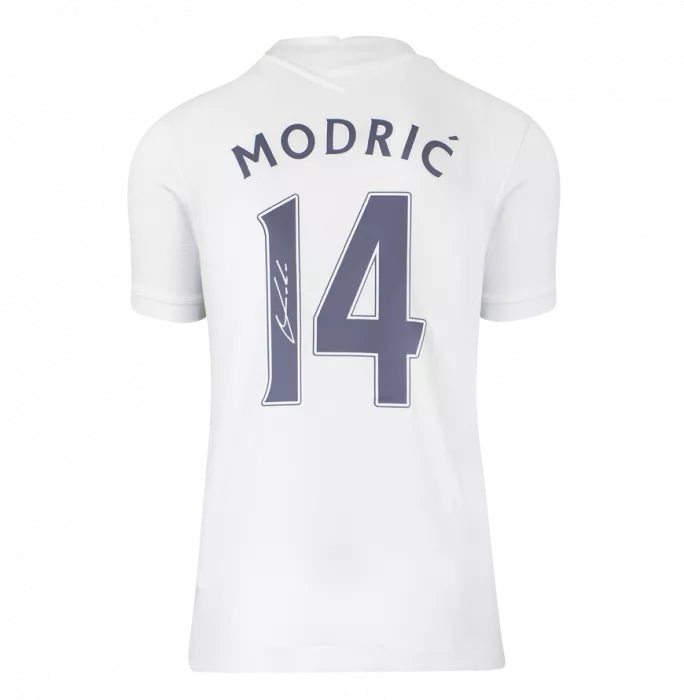 Luka Modric Back Signed Tottenham Hotspur 2021-22 Home Shirt With Fan Style Numbers In Hero Frame: Option 1