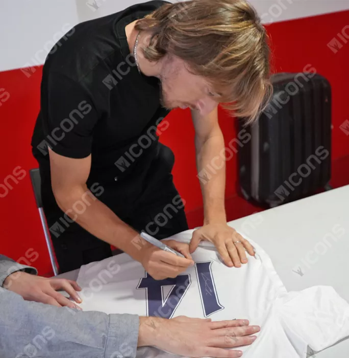 Luka Modric Back Signed Tottenham Hotspur 2021-22 Home Shirt With Fan Style Numbers