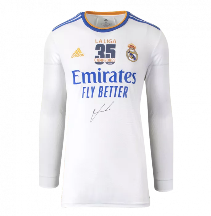 Luka Modric Front Signed Real Madrid 2021-22-Long Sleeve Home Shirt: La Liga Champions