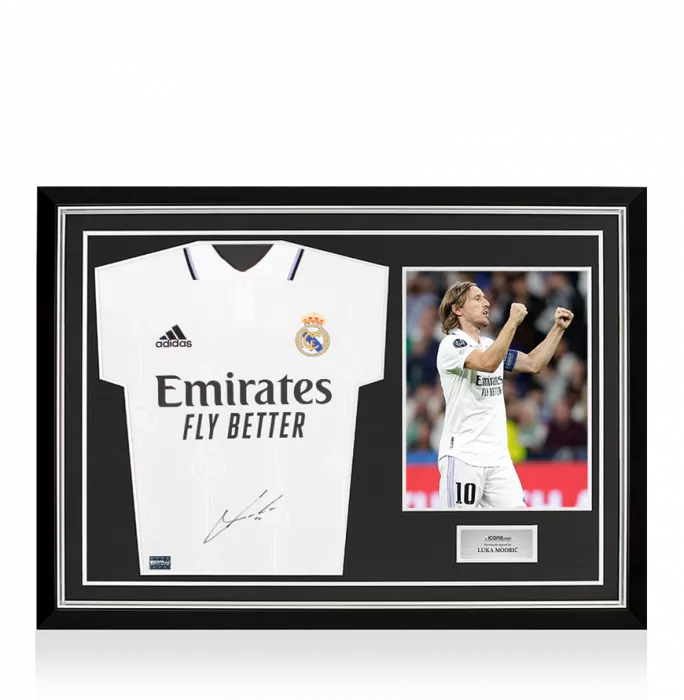 Luka Modric Front Signed Real Madrid 2022-23 Home Shirt In Hero Frame: Option 1