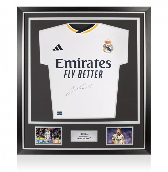 Luka Modric Front Signed Real Madrid 2023-24 Home Shirt In Classic Frame