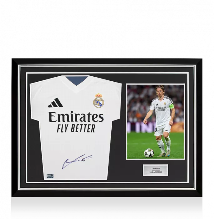 Luka Modric Front Signed Real Madrid 2024-25 Home Shirt In Hero Frame: Option 1
