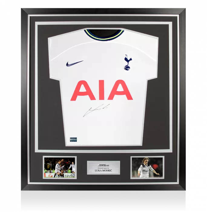 Luka Modric Front Signed Tottenham Hotspur 2022-23 Home Shirt In Classic Frame