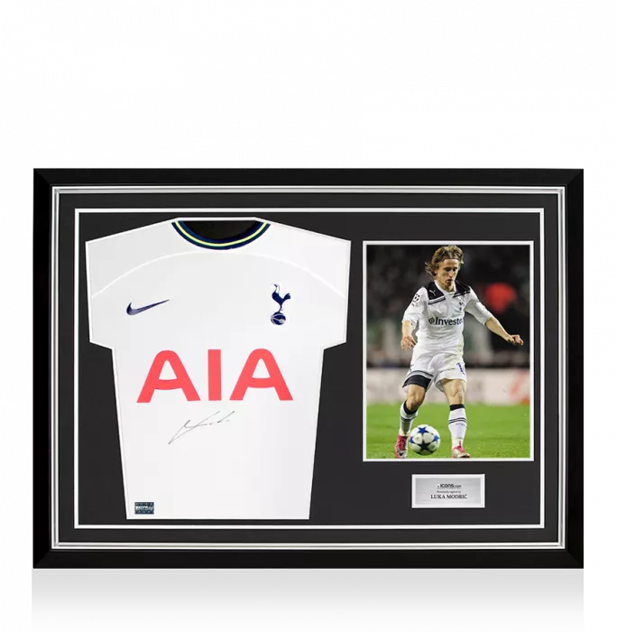 Luka Modric Front Signed Tottenham Hotspur 2022-23 Home Shirt In Hero Frame: Option 1