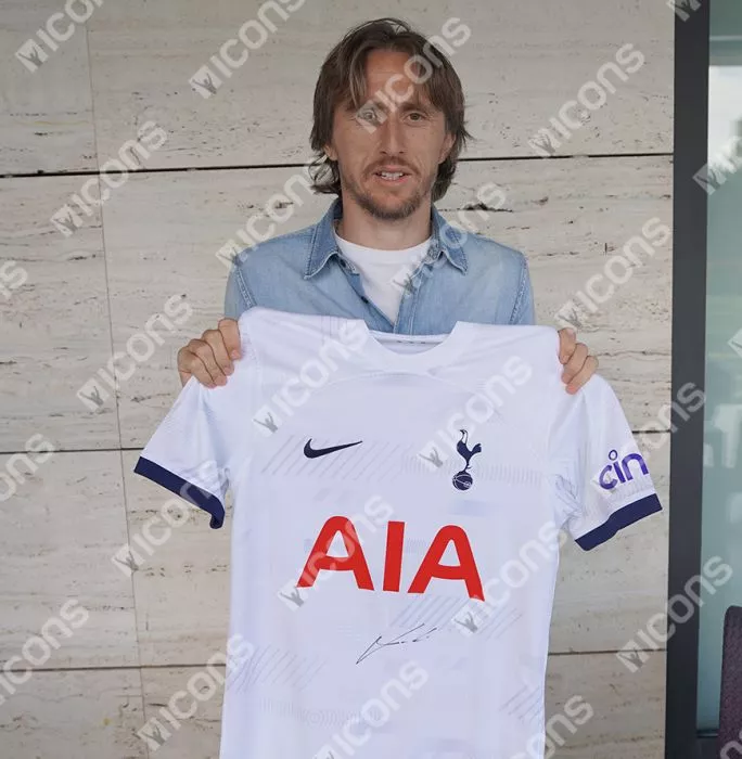 Luka Modric Front Signed Tottenham Hotspur 2023-24 Home Shirt In Classic Frame