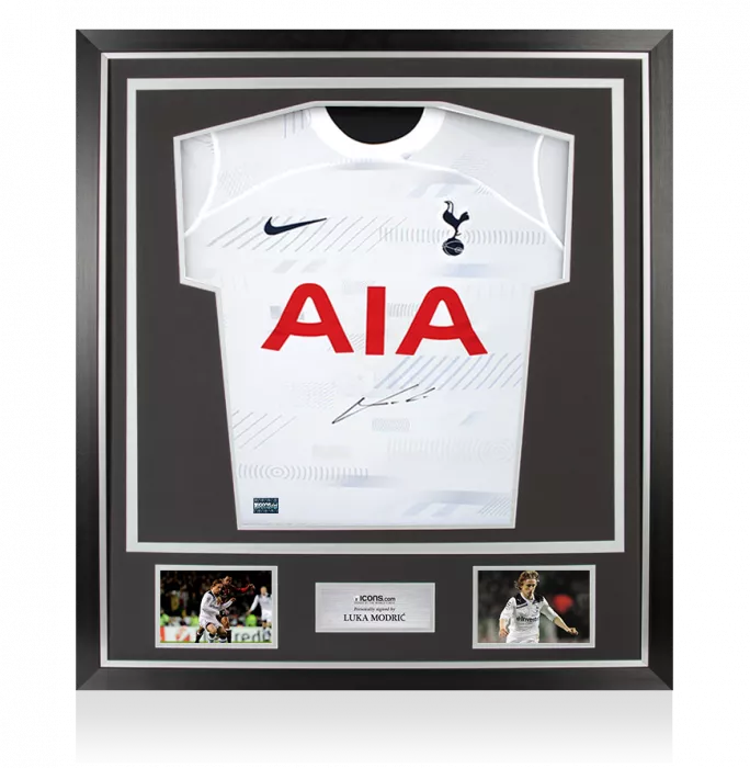 Luka Modric Front Signed Tottenham Hotspur 2023-24 Home Shirt In Classic Frame