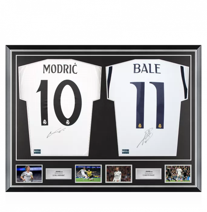 Luka Modric & Gareth Bale Signed Real Madrid Shirts In Classic Dual Frame