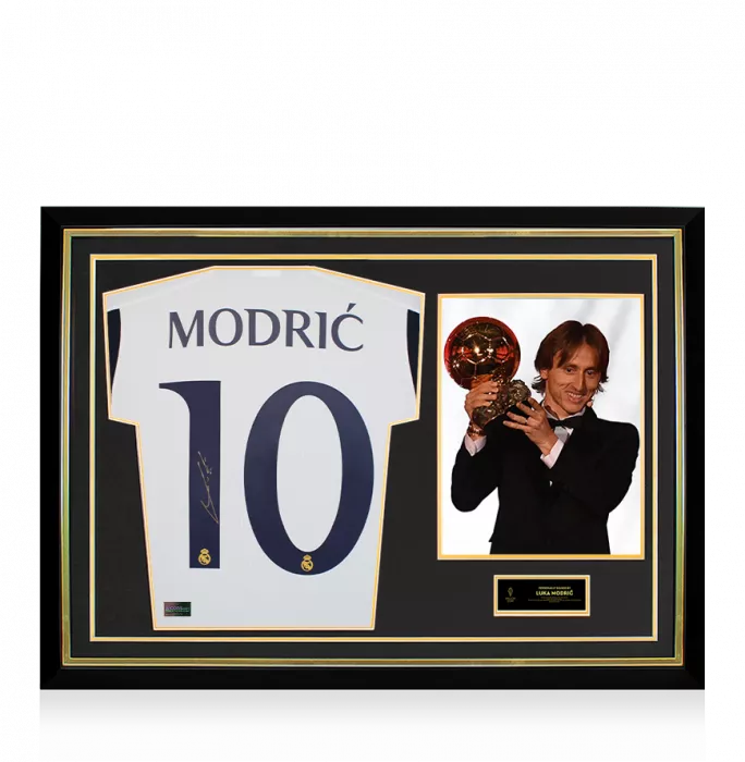 Luka Modric Official Ballon D'Or™ Back Signed And Hero Framed Real Madrid 2023-24 Home Shirt