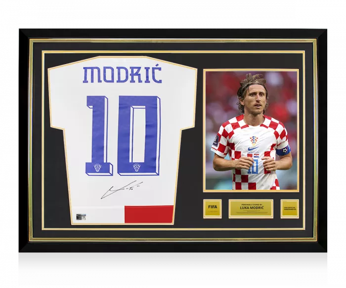 Luka Modric Official FIFA World Cup™ Back Signed and Hero Framed Croatia 2024 Home Shirt