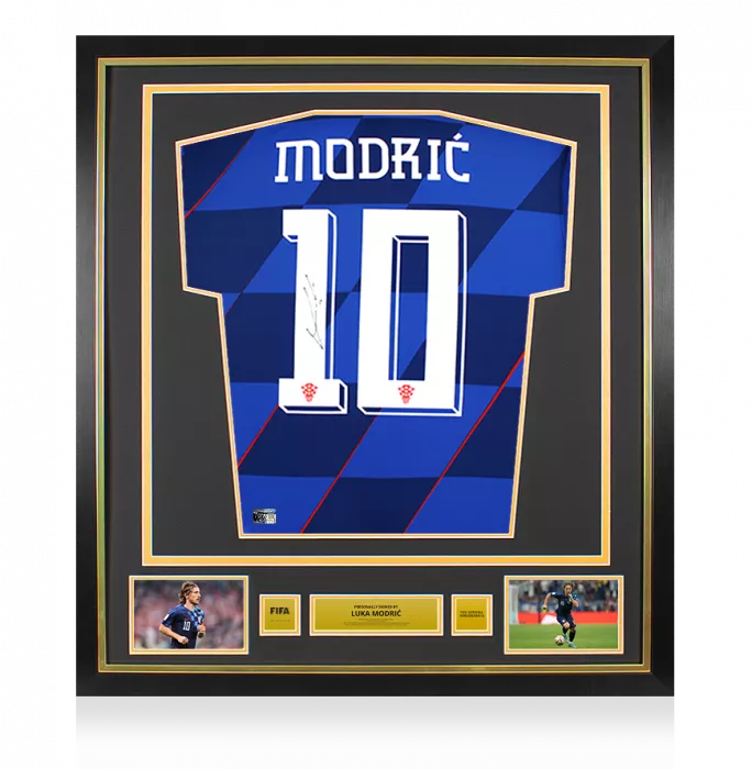 Luka Modric Official FIFA World Cup™ Back Signed and Framed Croatia 2024 Away Shirt