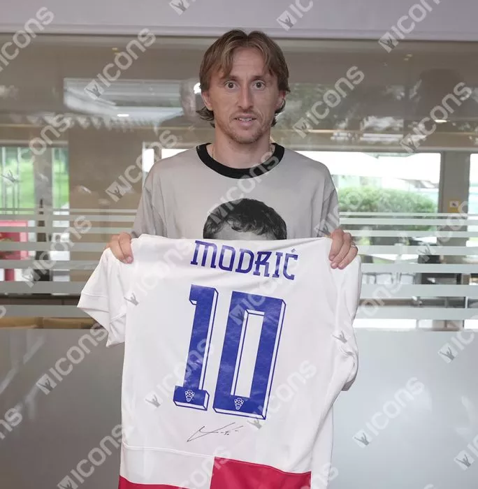 Luka Modric Official FIFA World Cup™ Back Signed And Framed Croatia 2024 Home Shirt