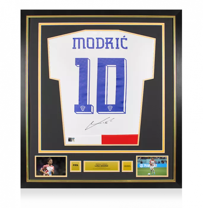 Luka Modric Official FIFA World Cup™ Back Signed and Framed Croatia 2024 Home Shirt