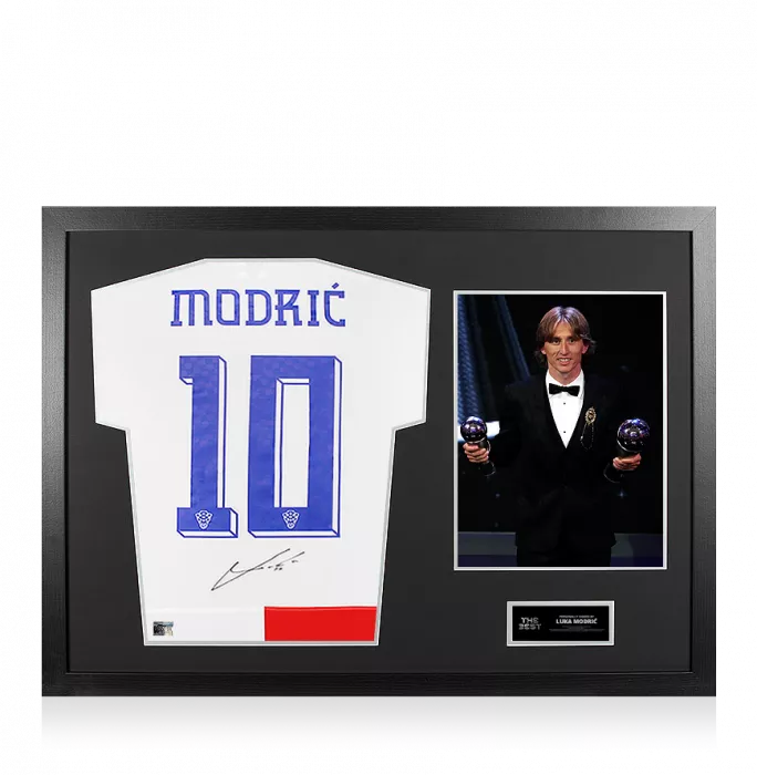 Luka Modric Official The Best FIFA Football Awards™ Back Signed and Framed Croatia 2024 Home Shirt: 2018 Winner