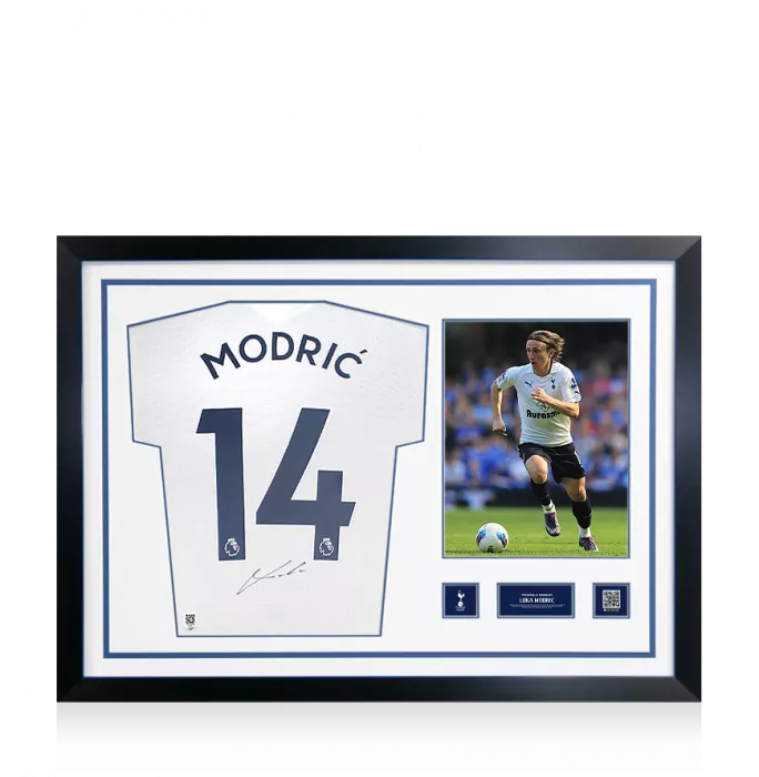 Luka Modric Official Tottenham Hotspur Signed and Framed 2021-22 Home Shirt