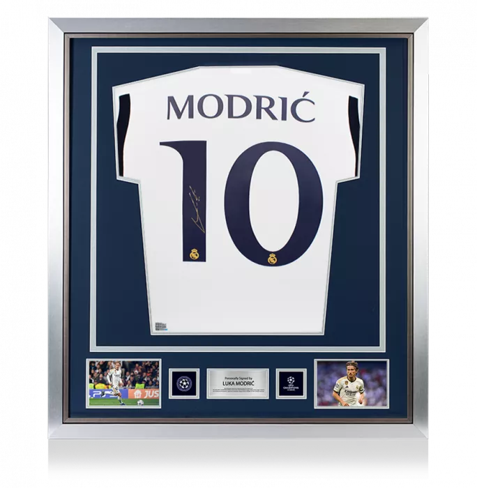 Luka Modric Official UEFA Champions League Back Signed And Framed Real Madrid 2023-24 Home Shirt