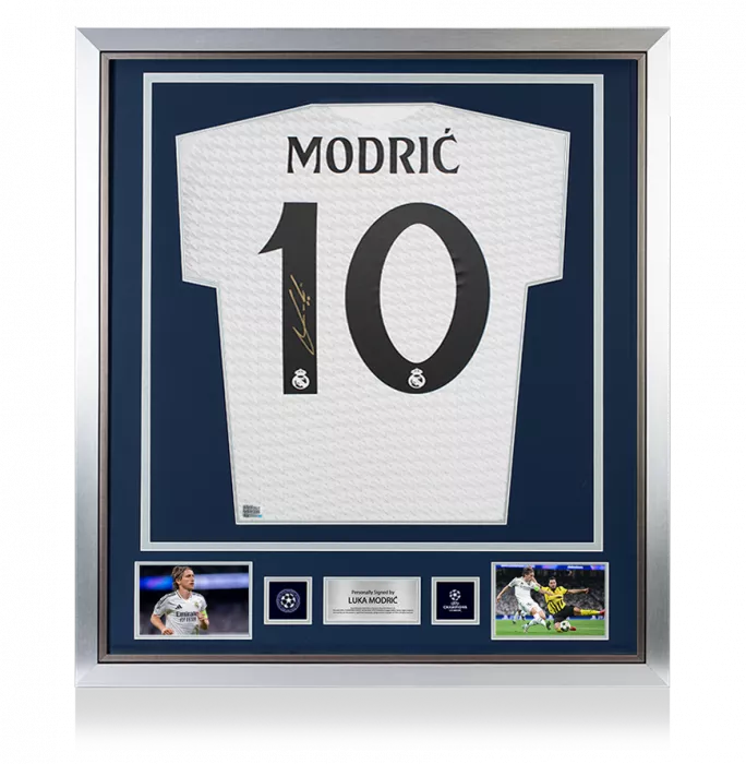 Luka Modric Official UEFA Champions League Back Signed And Framed Authentic Real Madrid 2024-25 Home Shirt