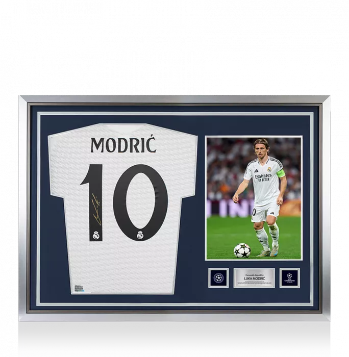 Luka Modric Official UEFA Champions League Back Signed and Hero Framed Authentic Real Madrid 2024-25 Home Shirt