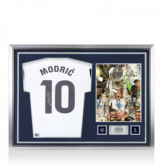 Luka Modric Official UEFA Champions League Back Signed and Hero Framed Real Madrid CF 2023-24 Home Shirt