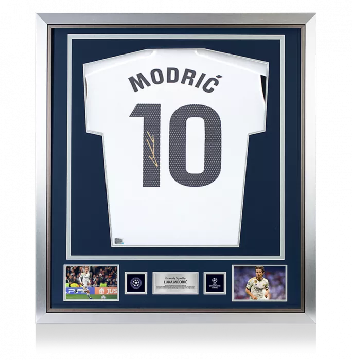 Luka Modric Official UEFA Champions League Back Signed and Framed Real Madrid CF 2023-24 Home Shirt