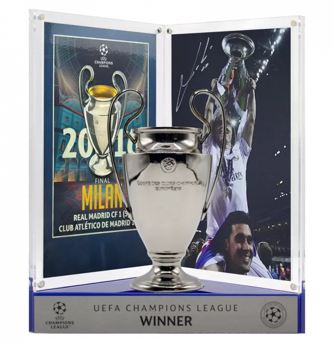 Luka Modric Official UEFA Champions League Signed 3D Mini Replica Trophy on Stand: 2016 Winner