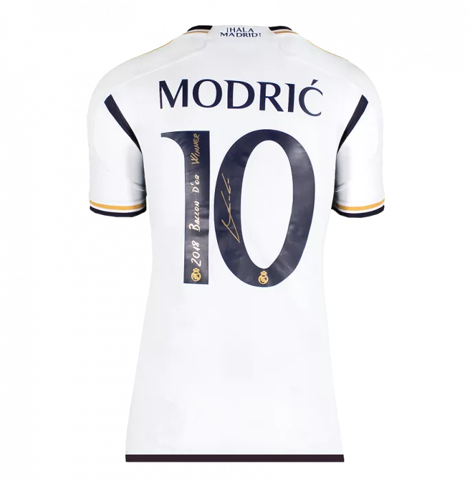 Luka Modric Real Madrid 2023-24 Home Shirt inscription - 2018 Ballon d'Or Winner