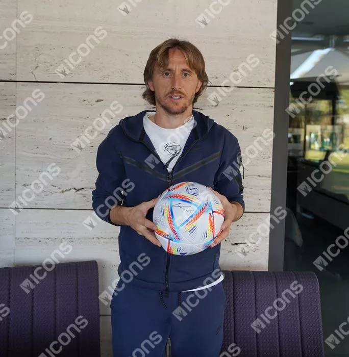 Luka Modric Signed 2022 FIFA World Cup Football In Acrylic Case
