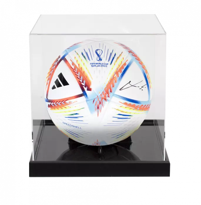 Luka Modric Signed 2022 FIFA World Cup Football In Acrylic Case