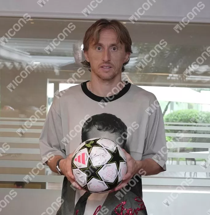 Luka Modric Signed 2024 UEFA Champions League Football In Acrylic Case