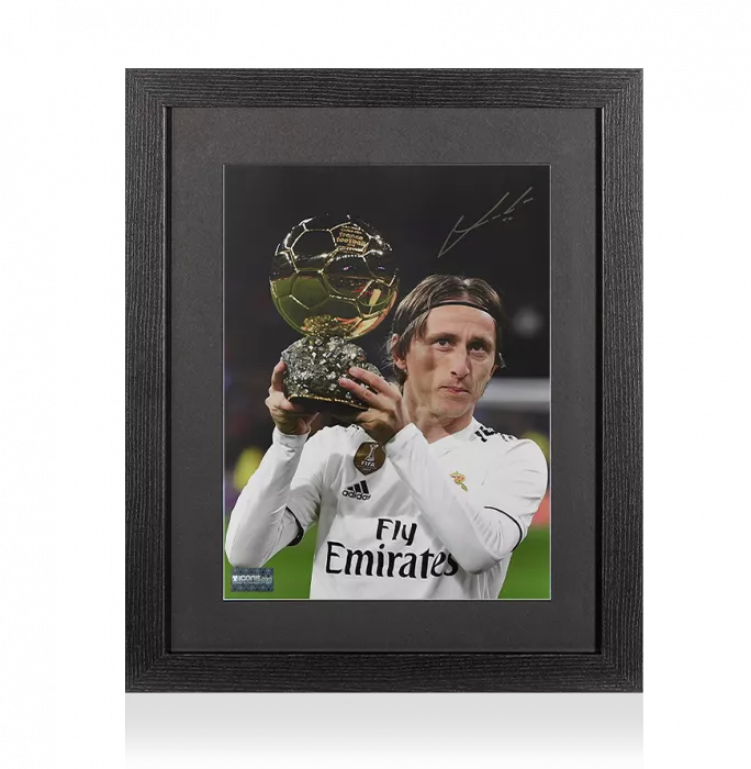 Luka Modric Signed Ballon d'Or Winner Photo In Black Wooden Frame
