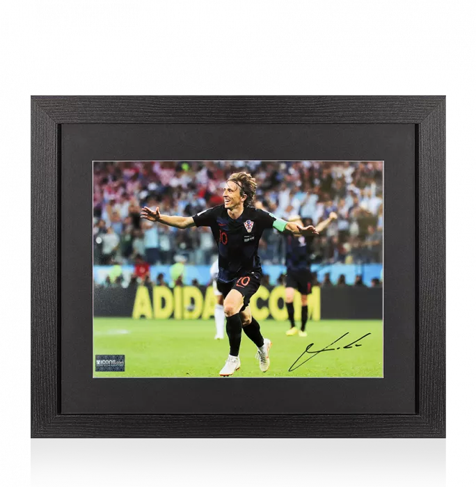 Luka Modric Signed Croatia Photo In Black Wooden Frame: Goal vs Argentina