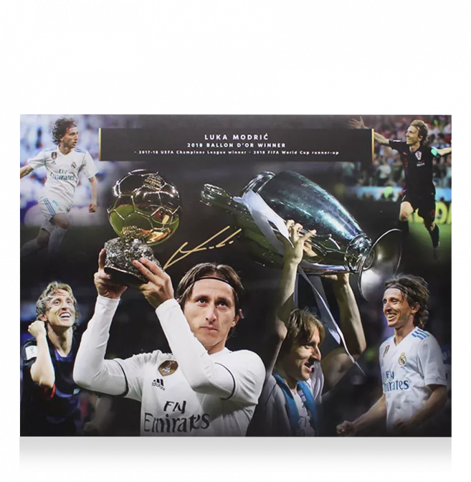 Luka Modric Signed Montage Print: 2018 Ballon d'Or Winner