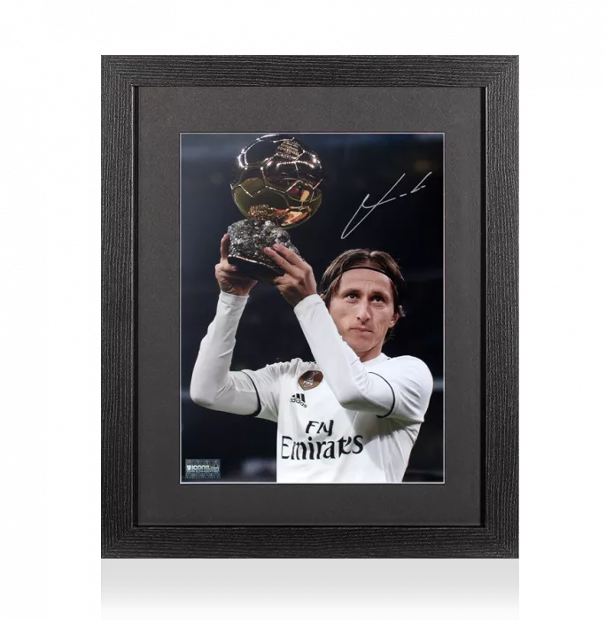 Luka Modric Signed Real Madrid Photo In Black Wooden Frame: 2018 Ballon d'Or Winner