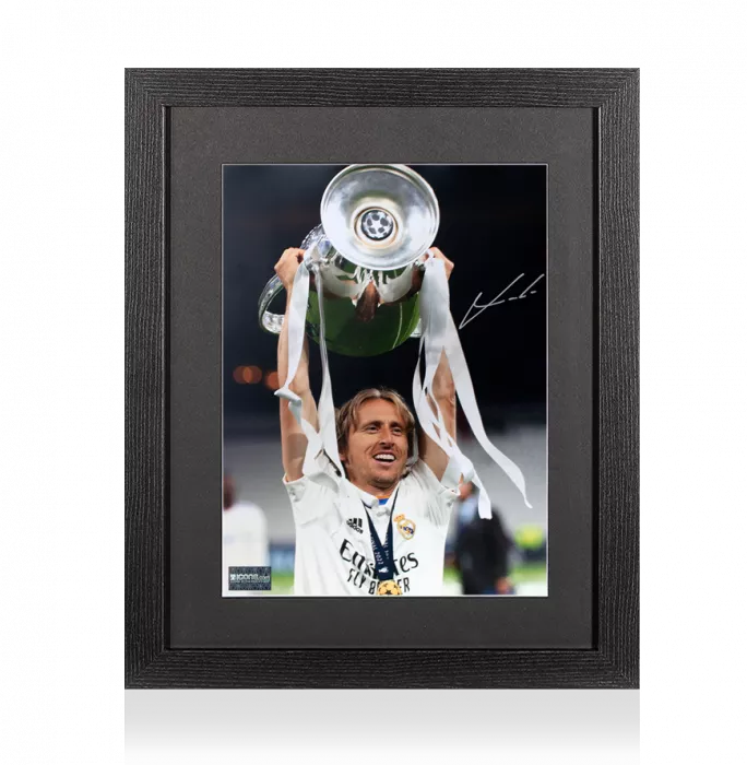 Luka Modric Signed Real Madrid Photo In Black Wooden Frame: 2022 UEFA Champions League Winner