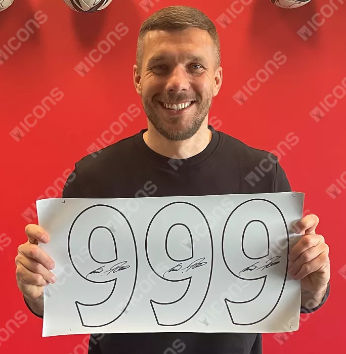 Lukas Podolski Back Signed Arsenal 2019-20 Home Shirt With Fan Style Number