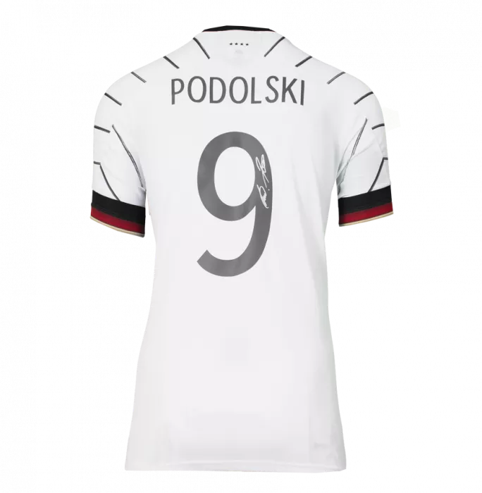 Lukas Podolski Back Signed Germany 2020-21 Home Shirt With Fan Style Number In Classic Frame