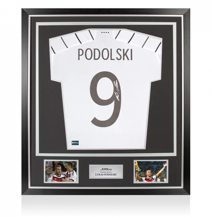 Lukas Podolski Back Signed Germany 2020-21 Home Shirt With Fan Style Number In Classic Frame