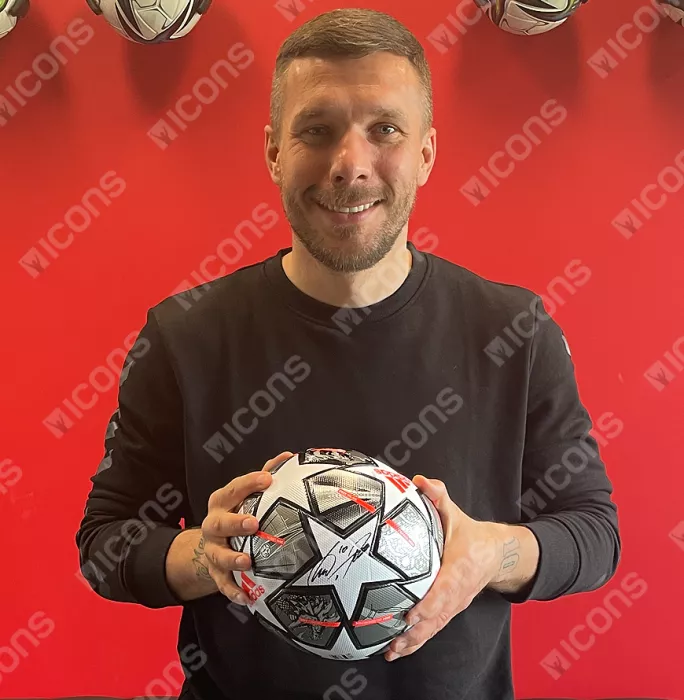 Lukas Podolski Signed UEFA Champions League Football