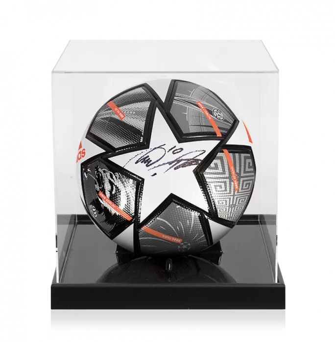 Lukas Podolski Signed UEFA Champions League Football In Acrylic Case