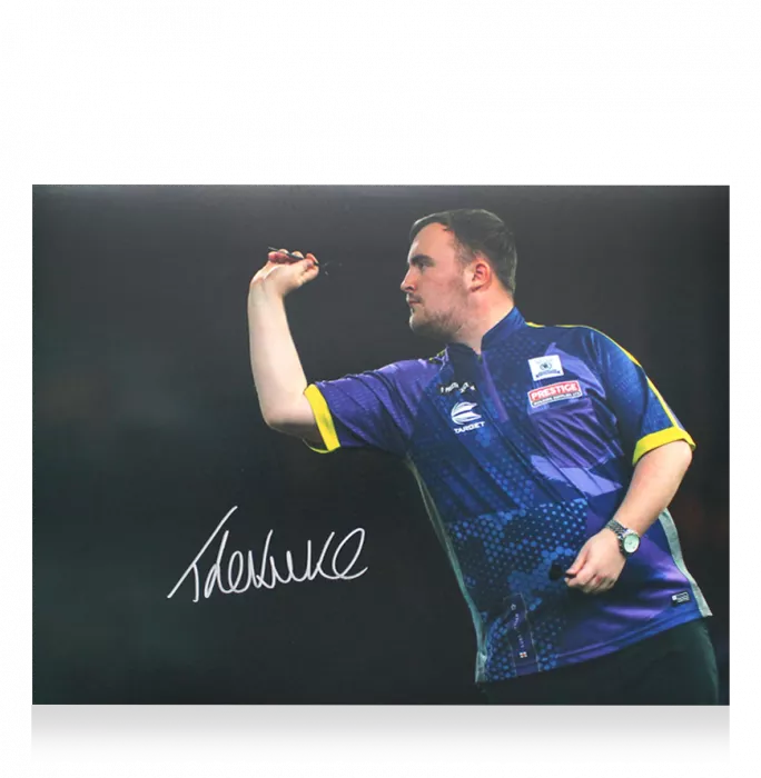 Luke Littler Signed Photo In Black Wooden Frame