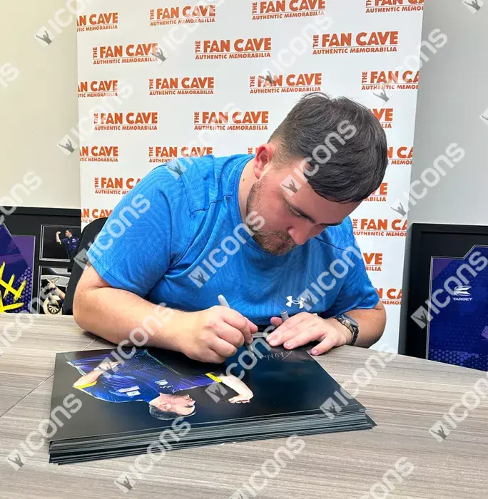 Luke Littler Signed Photo In Black Wooden Frame