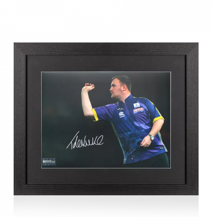 Luke Littler Signed Photo In Black Wooden Frame