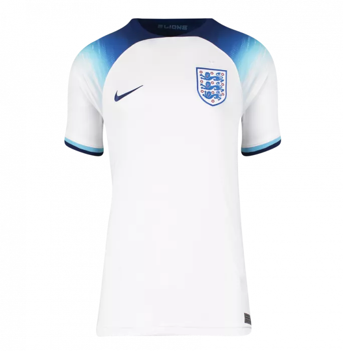 Luke Shaw Back Signed England 2022 Home Shirt With Fan Style Numbers In Hero Frame: Option 1