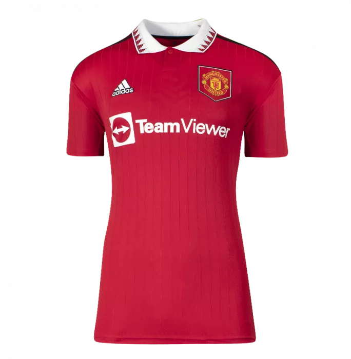 Luke Shaw Back Signed Manchester United 2022-23 Home Shirt With Fan Style Numbers In Classic Frame